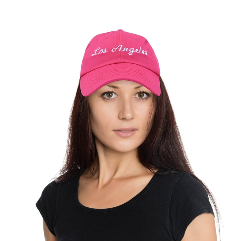 DALIX Los Angeles Baseball Cap Mens Womens Hats LA in Hot Pink