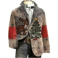 thumbnail image 3 of oelaio Christmas Blazer Men Holiday Corduroy Dinner Jackets Plus Size Sport Coats Xmas Santa Jacket Funny Outfits Party Suits Snowflake Print One Button Lapel Blazers with Pockets Gray S, 3 of 8