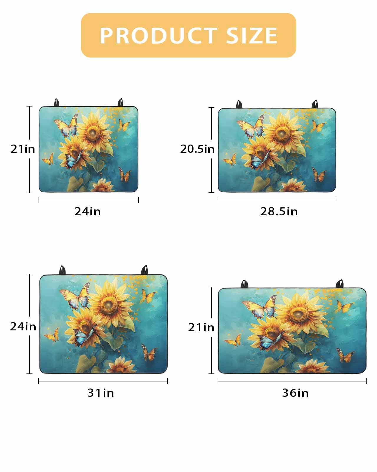 nqOlkjepod Large Induction Cooktop Protector Mat 24"x21", Yellow Sunflower Stove Top Covers for Electric Stove, Spring Butterfly Teal Abstract Vintage Stove Burner Cover Mats, Glass Top Stove Cover