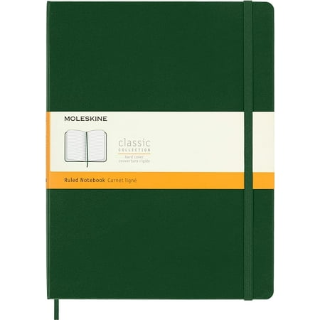 Moleskine Notebook, Extra Large, Ruled, Myrtle Green, Hard Cover (7.5 x 9.75)