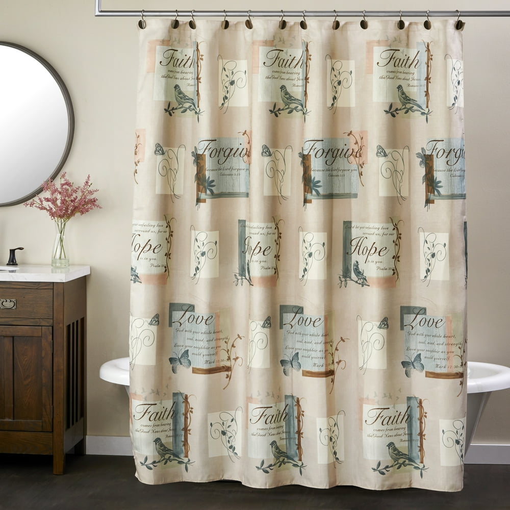 Mainstays Fabric Shower Curtain, Hopeful