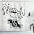 thumbnail image 1 of Ambesonne Fitness Shower Curtain, Dumbbell Hand Sketch, 69"Wx75"L, Black Grey White, 1 of 3