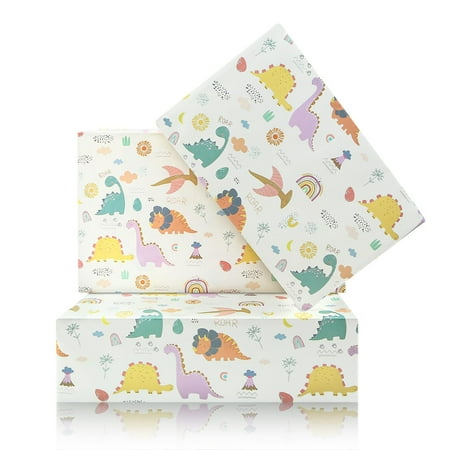 Geluode Dinosaur Wrapping PresNok Paper for Kids Boys Girls, Jurassic Dino Birthday Gift Wrap Paper - 4 Sheets Folded Flat 28 x 20 Inches Gift Wrap for Birthday Baby Shower Holiday