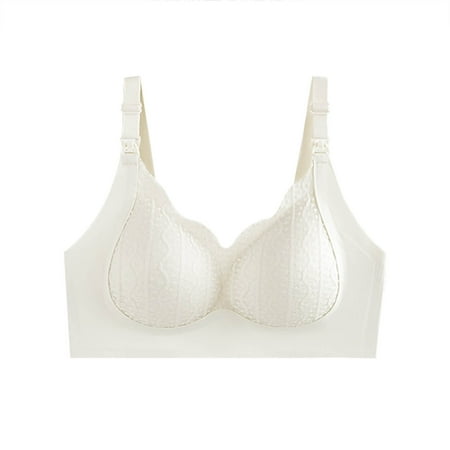 Clearance Nexjvus Nursing Bras for Breastfeeding Removable Strap Wirefree Maternity Bra Fashion Bra White Size S-XXL