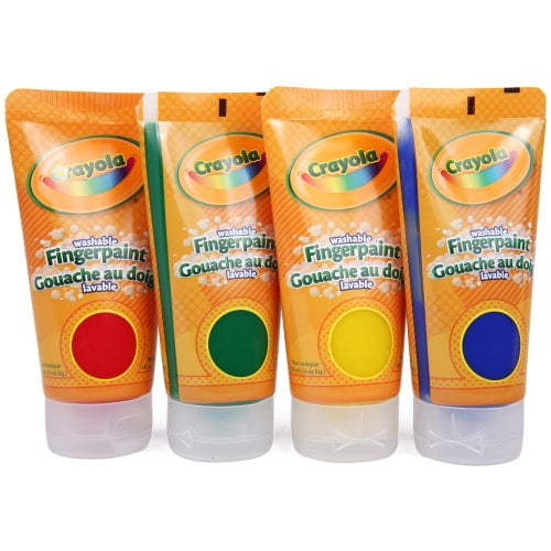 Crayola Washable Finger Paints, 4 Ounce Tubes, 4 Count, Red, Blue