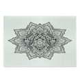 thumbnail image 1 of Lotus Cutting Board, Mandala with Aztec Tribal Textured Ornamental Cosmos Floral Pattern, Decorative Tempered Glass Cutting and Serving Board, Large Size, Grey Black, by Ambesonne, 1 of 1