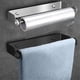 thumbnail image 5 of Naiovety Dispensador de papel, toallero, soporte de acero inoxidable para ahorrar espacio, soporte sin perforaciones, soporte de almacenamiento Juegos de accesorios de baño Negro, 5 of 6