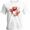 thumbnail image 1 of Camisetas para hombre con estampado de corazón, lazo y globo, de manga corta, informales, con gráficos, 1 of 8