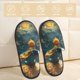 thumbnail image 2 of Fotbe Whimsical Starry Night Scene Pantuflas Peludas para Mujer con Estampado, Zapatillas de Peluche, Zapatos de Invierno para Casa, Uso Interior y Exterior-Large, 2 of 8