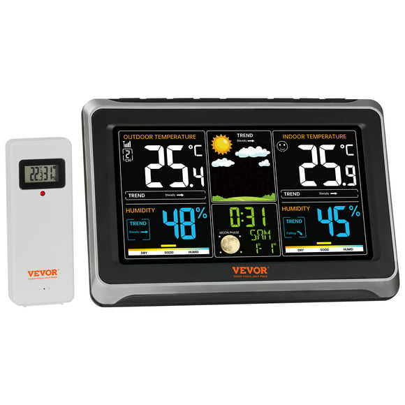 BENTISM 7-in-1 Wireless Weather Station with Sensor Atomic Clock, Indoor/Outdoor Temperature, Indoor/Outdoor Humidity, Personalized Forecast