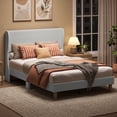 thumbnail image 2 of Bestier Full Upholstered Bed Frame with Adjustable Arc-shaped Headboard, LED Platform Bed, 2 of 10