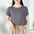 thumbnail image 2 of Lmnyox Short Sleeve T Shirt for Women Summer Comfy Basic Tee Casual Loose Solid Color Crew Neck Shirts Clothes, 2 of 3