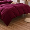 thumbnail image 2 of 3 Piece Solid Color Wine Red Quilt Cover Bedding Duvet Cover Set(Queen), 2 of 4