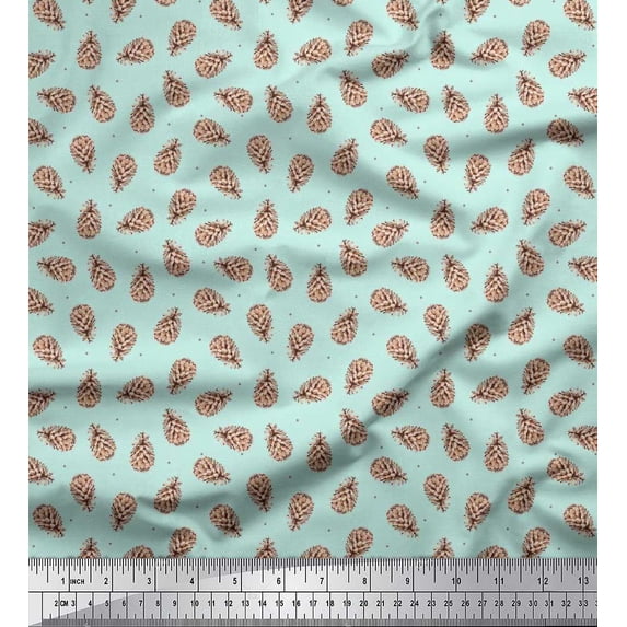 Soimoi Cotton Jersey Fabric Dot & Pinecone Shirting Print Fabric by The Yard 58 Inch Wide