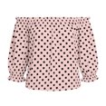 thumbnail image 4 of Yrmaups Polka Dot Off Shoulder Blouse for Women Plus Size, Ruffle Sleeve Flowy Pullover Top, Lightweight Summer Beach Vacation Daily Wear, Pink M, 4 of 8