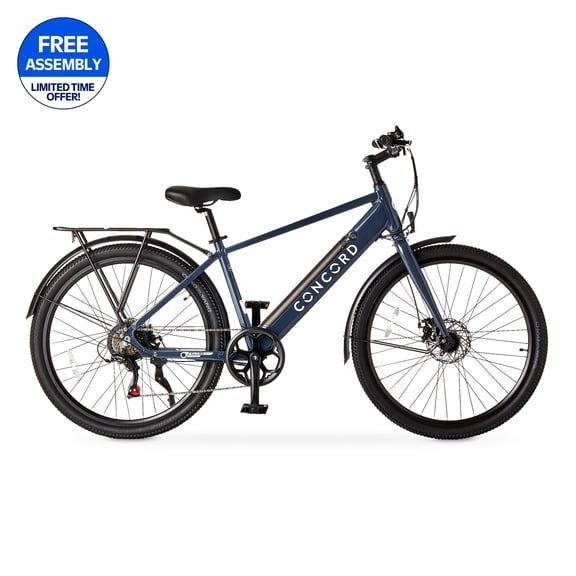 Concord Bikes 27.5" Aluminum Step-Over Electric Bike, 36V, Class 2, Gray, Unisex Adult