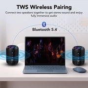 Portable Bluetooth Speaker IPX7 Waterproof Wireless Speaker with 20W Powerful Speaker 24Hrs Playtime Colorful Flashing Lights TWS Wireless Pairing for Outdoor/Party/Beach/Travel/Gifts