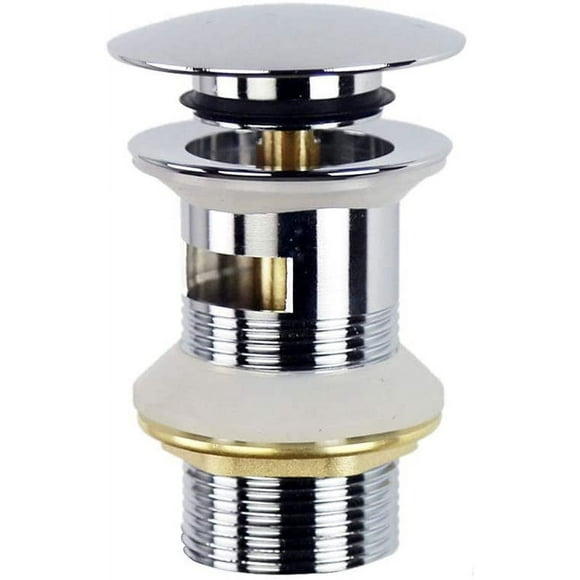 Round chrome click-clack waste with overflow - 1 piece