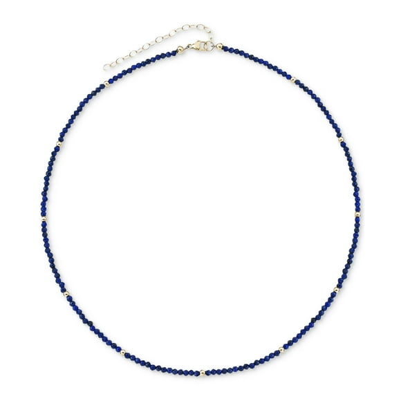 Collier Ras du Cou Lapis-Lazuli (2mm) & Perles Dorées (Bleu)