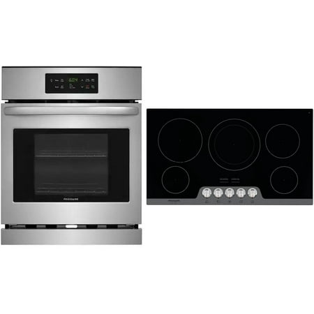 Frigidaire 2 Piece Kitchen Appliances Package with FFEW2426US 24 Electric Single Wall Oven and FGEC3648US 36 Electric Cooktop in Stainless Steel
