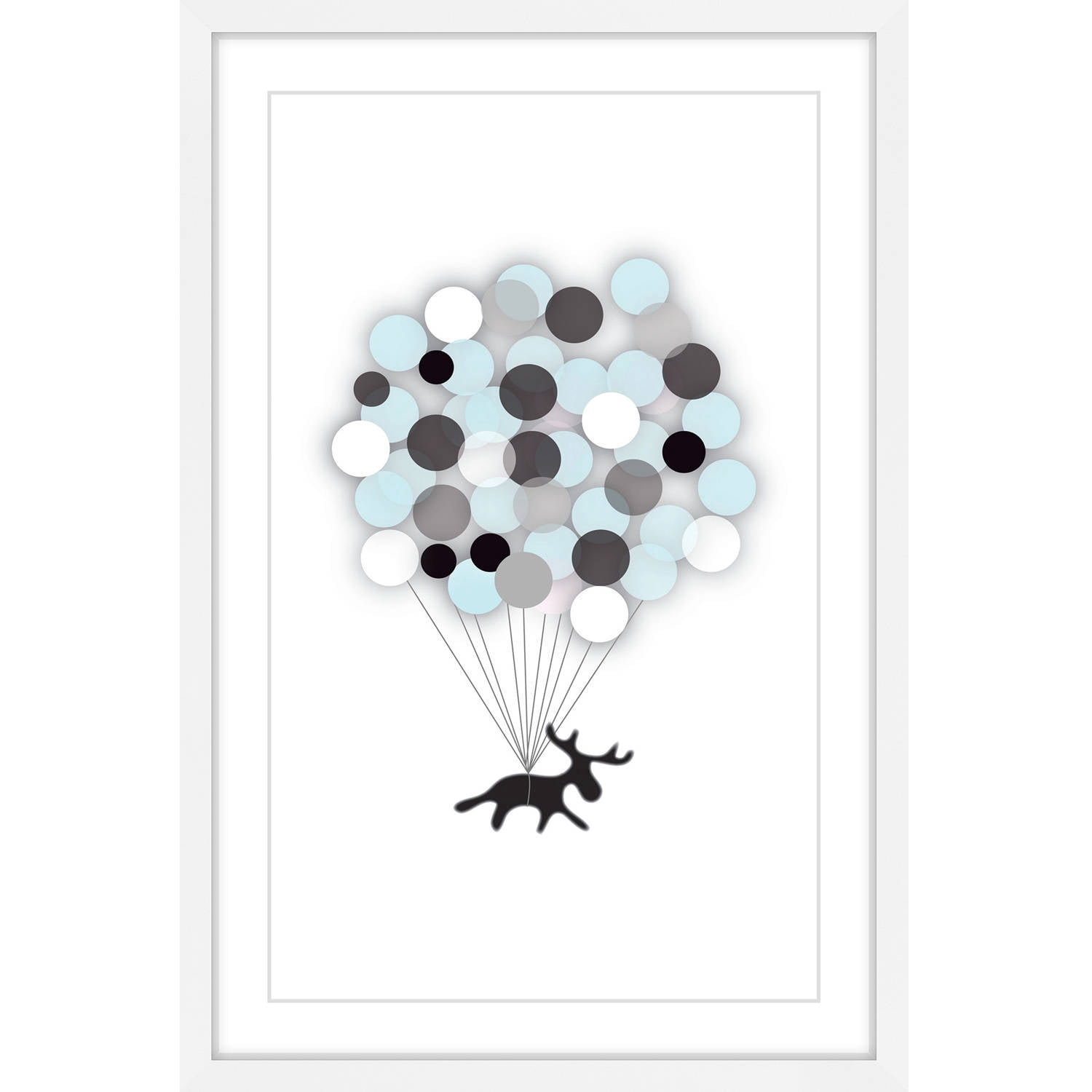 Marmont Hill "Blue Balloon Moose" by Katarina Snygg Framed Painting Print