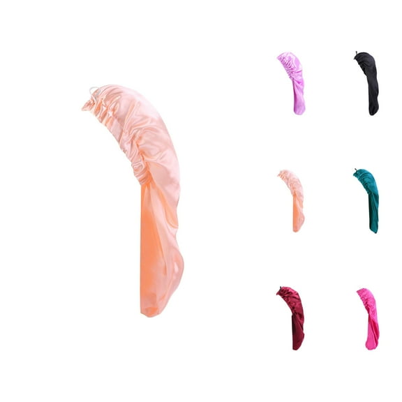 Women's Wide Brim Straw Bucket Hat - UPF 50  Summer Women Satin Bonnet Soft And Elastic Long Hair Cap Large Breathable Silky Hair Bonnet For Sleeping Cap Braids Bonnets For Women