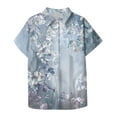 thumbnail image 5 of Button Down Shirt Women Cotton Short Sleeve Blouses V Neck Collared Button Up Summer Beach Tops, 5 of 7