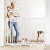 BENTISM 30" Extra Tall Baby Gate for Stairs Doorways, Fits Openings 29.5" to 48.8" Wide, Auto Close Extra Wide Dog Gate for House, Pressure Mounted Easy Walk Through Pet Gate with Door, White