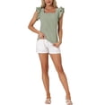 thumbnail image 2 of INSPIRAR CHIC Blusas de Cuadros para Mujeres con Cuello Cuadrado y Mangas de Volante Verano XS Verde Oscuro, 2 of 6