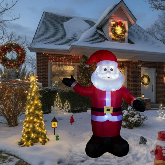 HOARBOEG 4FT Christmas Inflatable Santa Claus with LED Lights for Outdoor Yard Decoration, Blow Up Holiday Decor for Xmas Party and New Year