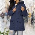 thumbnail image 4 of Edvintorg Rain Jacket Women Waterproof Raincoat with Hooded Outdoor Hiking Long Sleeve Zip up Windbreaker Plus Size Fashion Clothing Navy S-3XL, 4 of 8