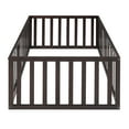 thumbnail image 6 of Euroco Wood Floor Bed with Fence and Door for Kids, Twin, Espresso, 6 of 12