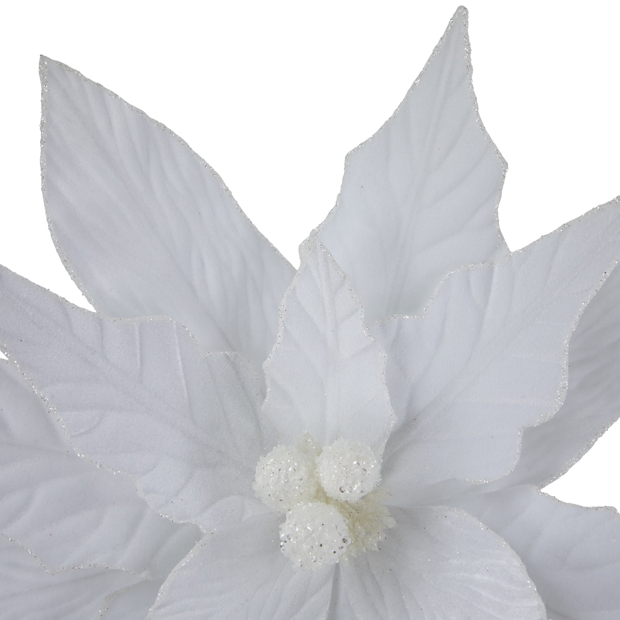 Northlight 33" Winter White Glittered Poinsettia Large Christmas Pick - 33