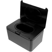 RUNROTOO 1Pack Black Plastic Tissue Box Cover Holders For Hoteliers Bedroom Portable Wipes Dispenser