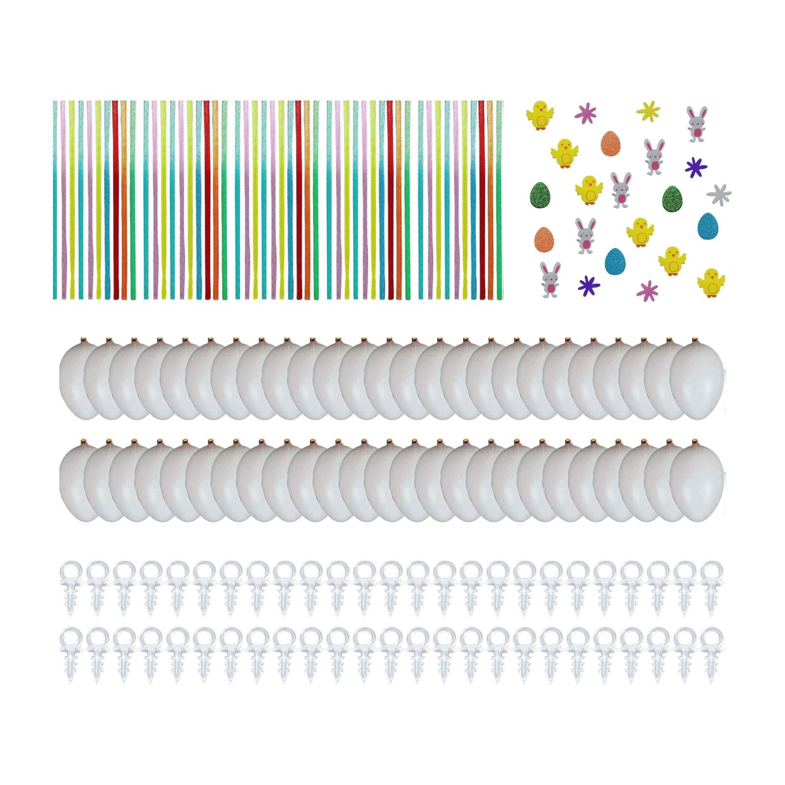 FVDPWYE 50 Pieces White Easter Eggs Decorating Set Easter Basket Fillers with Ribbon and White with Stickers