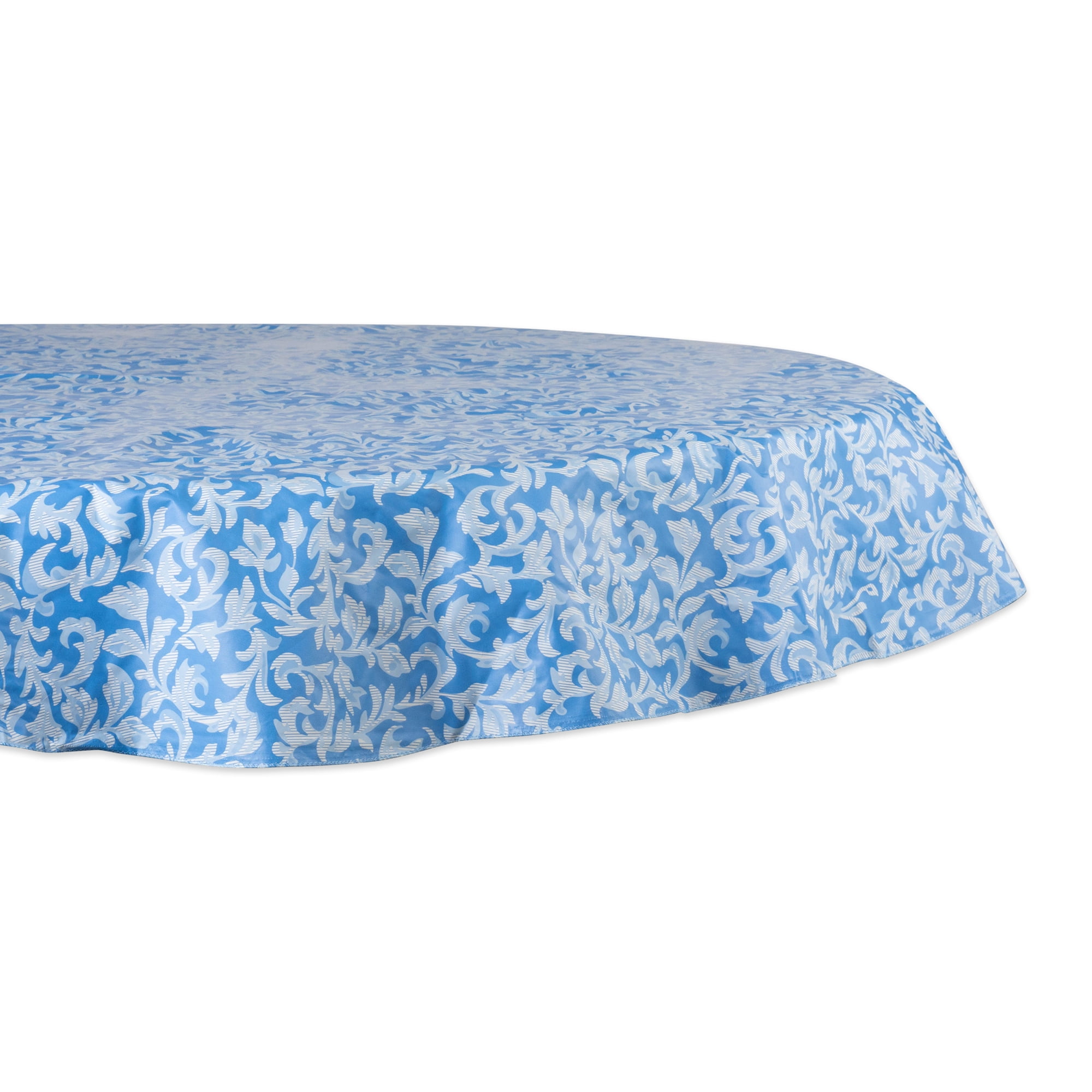 J & M Home Fashions Vinyl Blue Paisley Tablecloth