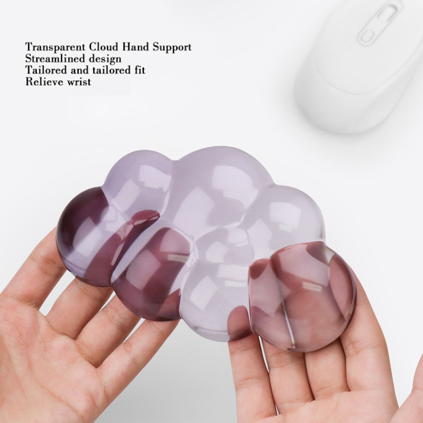 Cloud Pattern Ergonomic Wrist Support Set For Computer Soft Silicone Pad And Keyboard Rest With Airflows Texture