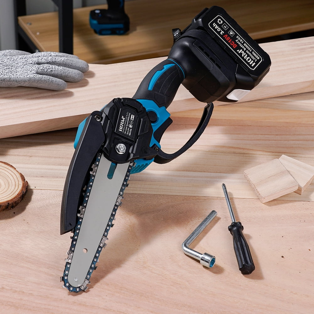 Hormy Mini Chainsaw Cordless 6 Inch with 2 Battery, Mini Power Chain Saw with Security Switch Handheld Small Chainsaw for Tree Trimming Wood Cutting