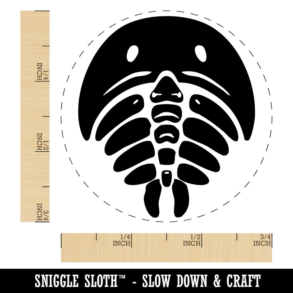 Trilobite Fossil Bones Dinosaur Self-Inking Rubber Stamp for Stamping Ink Stamper Crafting Planners - 3/4 Inch Small - Brown Ink
