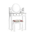 thumbnail image 6 of Kadyn Makeup Vanity Table Set Girls Dressing Table with Drawers Oval Mirror-White, 6 of 8