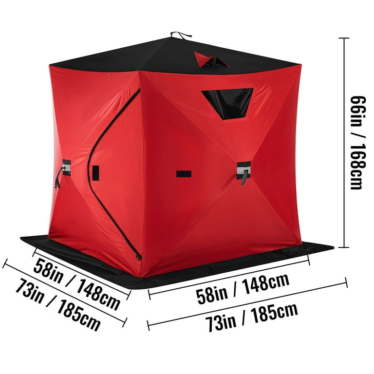 Skyshalo 2-Person Ice Fishing Shelter Tent Waterproof Pop-Up Carrying Bag,Red