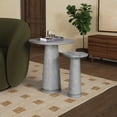 thumbnail image 7 of Safavieh Couture Valentia Modern Marble and Manufactured Wood Round End Table, Light Gray, 7 of 7