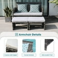 thumbnail image 6 of Outdoor Loveseat Patio Furniture Rattan Conversation Set, with Ottoman, Pillows Included, Grey Wicker, White Cushions, 6 of 10