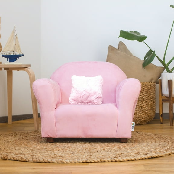 Plush Keet Children's Chair Pink, with accent pillow