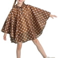 thumbnail image 1 of GPOECD Girls Printed Daily Use Hooded Rain Ponchos with Backpack Space Lightweight for Outdoor School Ages 3-14 Years 02_Coffee,S, 1 of 8
