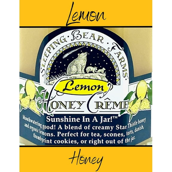 Creamed Honey and Lemon - Lemon Honey Creme 8 oz. Jar with Organic Lemon