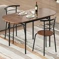 thumbnail image 3 of SSyao 3-Piece Foldable Dining Table Set with 2 Chairs – Industrial Style Oval Corner Dining Set, Space-Saving Design for Small Apartments, Kitchen or Breakfast Nook, 19" x 18" x 32" (L x W x H), 3 of 9