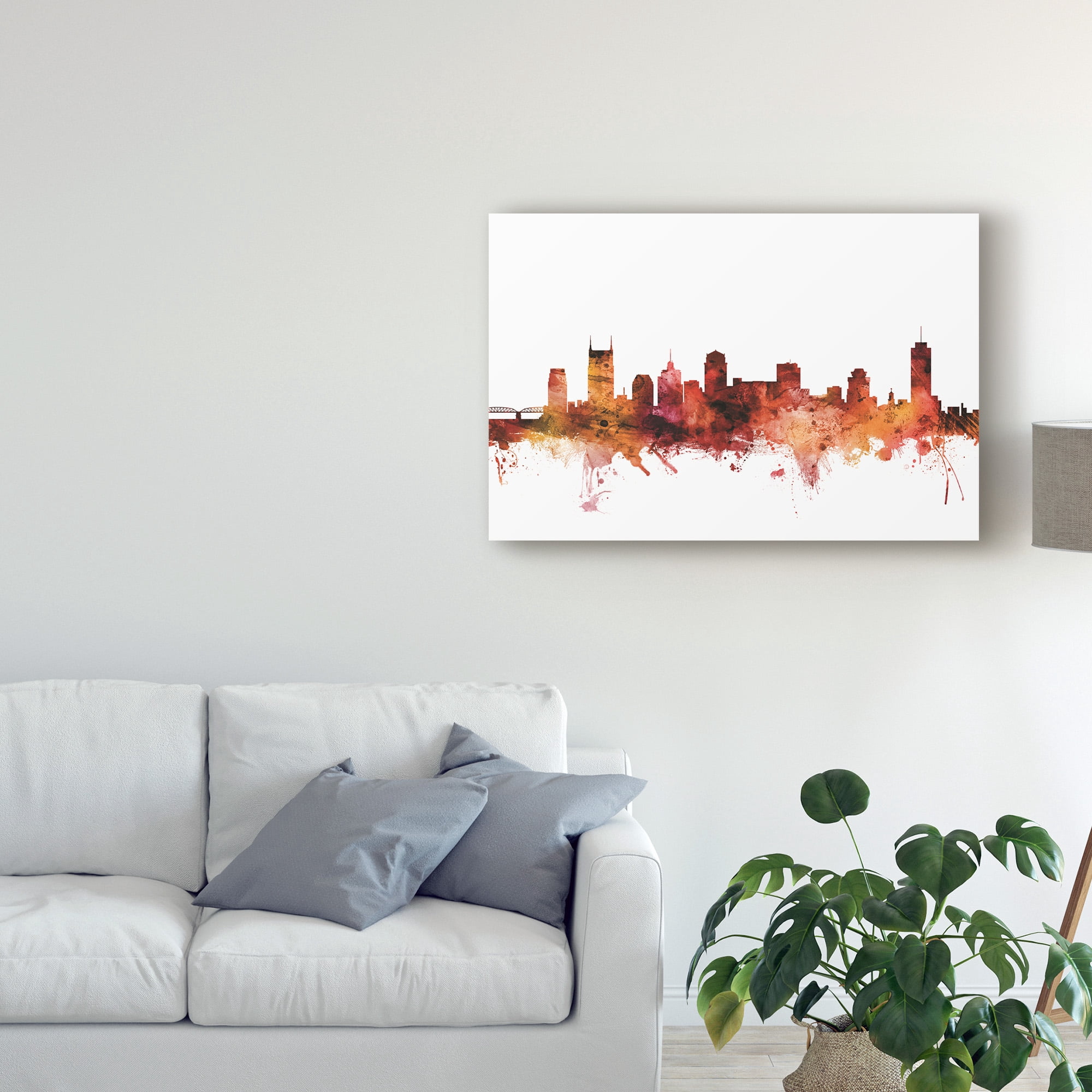 Trademark Fine Art 'Nashville Tennessee Skyline Red II' Canvas Art by Michael Tompsett
