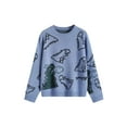 thumbnail image 1 of Diconna Tricot pour Adultes, Hauts à Manches Longues à Col Rond avec Imprimé de Dinosaures Dessin Animé, 1 of 5