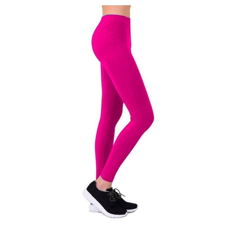 Ethos - Pink Solid Casual Leggings Spandex Nylon